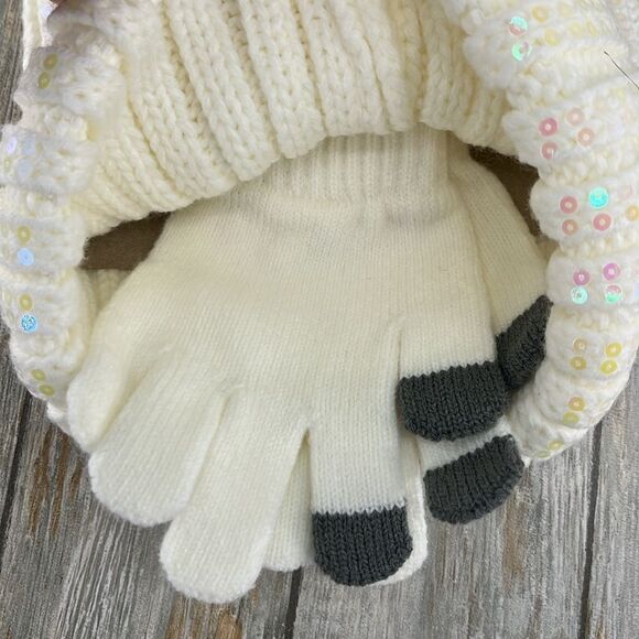 Girls Justice Ribbed & Full Print Winter Cozy Beanie and Gloves 2, 2-Piece Sets - Picture 4 of 13